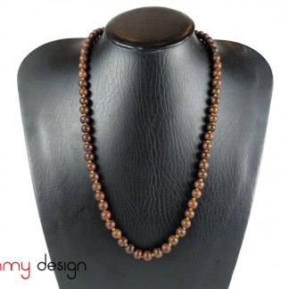 Necklace designed with brown wood beads